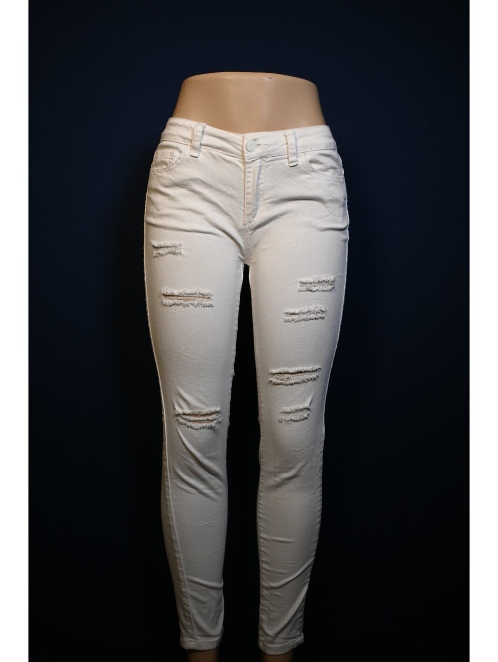 Wax Jeans Los Angeles Women's White Distress Skinny Jeans Ripped Pants Size 9